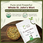 Organic Way St. John's Wort Whole (Hypericum perforatum) - Herbal Tea | European Wild-Harvest | Organic, Kosher & USDA Certified | Vegan, Non GMO & Gluten Free | Origin - Albania (1LBS / 16Oz)