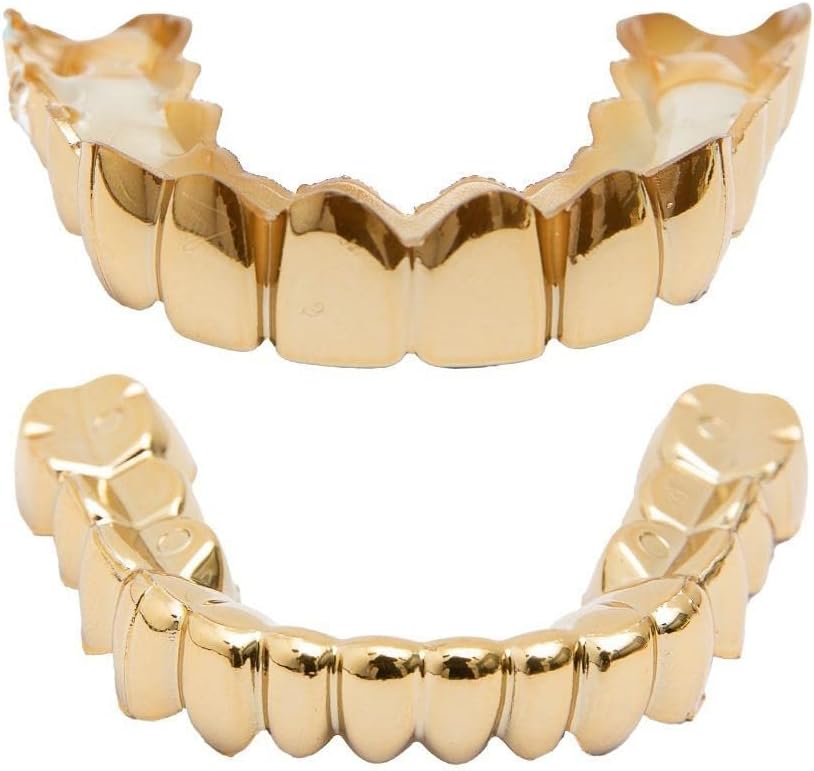 Silicone Gel Grillz Gold Grills for Your Teeth, Gold Teeth Tooth Grillz for Men and Women, Grillz Hip Hop, Jewelry Grills for Teeth