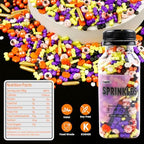 Halloween Sprinkles Mix, Sprinkles for Cake Decorating, Edible Halloween Candy, 180g/ 6.35oz, Cupcake Toppers, Cake Decorations, Ice Cream Toppings, Cookie Decoration(Orange Black Purple)