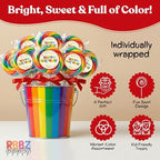 Happy Birthday Candy Lollipops - 24 Individually Wrapped Colorful Swirl Suckers - Great for Kids Goodie Bags, Bulk Birthday Party Favors
