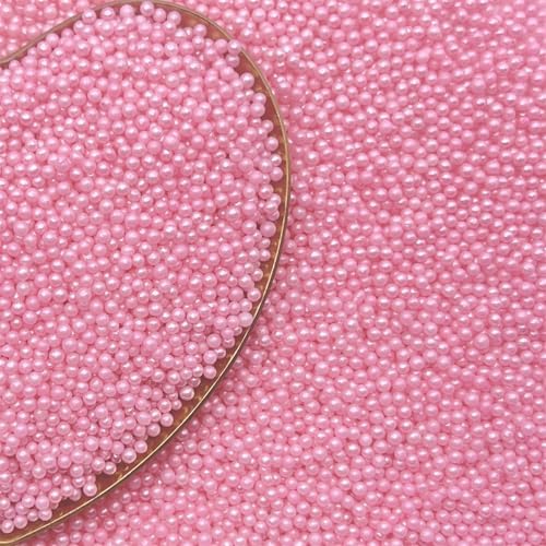 CandiJumpin 2mm Edible Pink Pearls, Baby Pink Nonpareils Sprinkles Small Pearl Sprinkles for Cake Decorating Mini Sugar Pearls for Baking Baby Shower Party Wedding Christmas Supplies 3 OZ