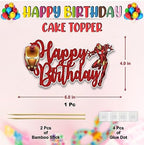 "Irn Man Happy Birthday Cake Topper – Superhero Theme Birthday Party Decoration for Adults – Durable Glitter Cake Topper for Boys Girls, Comic Hero Themed Birthday Party Supplies for Cake Décor"