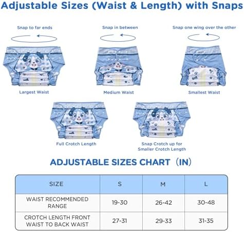 Littleforbig Washable Adjustable Reusable Waterproof Cloth Adult Diaper Wrap Cover- Little Blue L