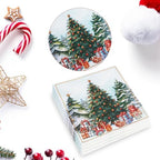 50Pcs Christmas Paper Napkins Disposable Xmas Tree Napkin 2 Ply Christmas Luncheon Dinner Napkin for Winter Xmas Holiday Party Supply