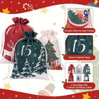 Naler 24PCS Christmas Drawstring Gift Bags, 24 PCS Christmas Advent Calendar Bags for Gift Wrapping, Gift Pouches for Xmas Presents Party Favor (Large, Small)