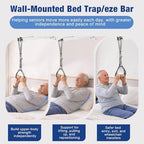 Huazu Trap/eze Bar for Bed Mobility, Wall-Mounted Bedside Pull-Up Assist with 5 Locking Angles, 200 lb Weight Capacity Support Handle for Bed Mobility, Sitting Up, Turning, HMBT-01