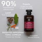 Apivita Tonic Women's Shampoo for Thinning Hair | Strengthens & Promotes Hair Growth with Hippophae Tonic Complex, Laurel & Propolis, Silicone-Free