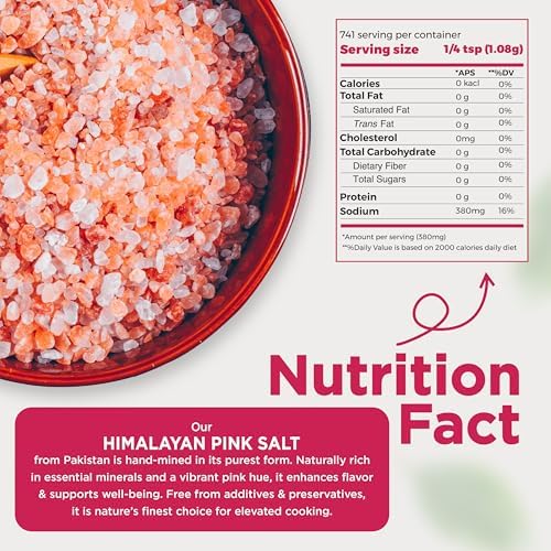 PURE NATURE Himalayan Pink Salt Coarse Grain 2 lb Natural Pink Himalayan Rock Salt for Grinder, Cooking, and Seasoning, Coarse Pink Salt Crystals from Pakistan, Non-GMO