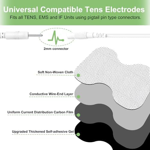 Tens Unit Electrode Pads for Shoulder Waist & Knee 4 * 6" Large Butterfly TENS Unit Pads Reusable Electrode Pads Compatible with TENS 7000, AUVON TENS, 2mm Pin Connector- 4 Pcs