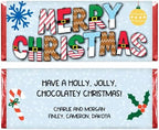 Merry Christmas Fun Graphic Letters Candy Bar Wrapper - set of 36