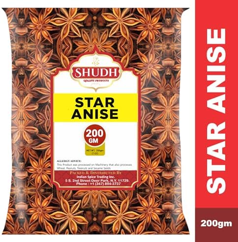 STAR ANISE WHOLE 200 gm (7 oz) | Seeds Pods ~ All Natural | Vegan | Gluten Friendly | NON-GMO | Whole Chinese Anise Star Pods Sun Dried Spice, Anis Estrella/Badian Khatai/ Illicium Verum, Widely Used for Baking, Cooking, and Tea.