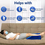 Leg Elevation Pillow Wedge Knee Foam for Sleeping Ankle Post Surgery Foot Leg Rest Pillows Knee Support Cushion Medical Pillow Leg Elevator Bed Positioning Wedge Surgery Recovery (Blue, 50cm Long)