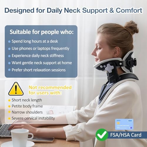 Neck Stretcher Cervical Traction, Adjustable Neck Traction Device, Neck & Shoulder Pain Relief, Neck Brace for Improved Spine Alignment, Used for Home, Office, Outdoor (Black)