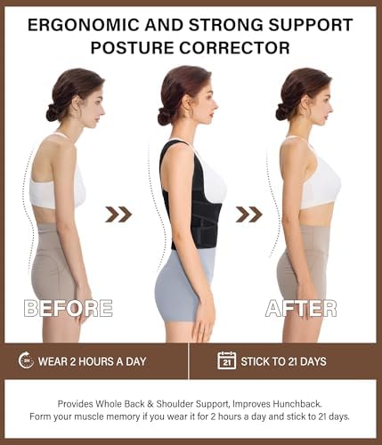 URSEXYLY Back Brace Posture Corrector for Women and Men, Breathable Shoulder Brace, Upper and Lower Back Pain Relief, Adjustable Full Back Support(XX-Large,Black)