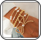 MIFYNN Gold Bow Bracelet for Women Gold Beaded Bracelets Stretch Bead Ball Bracelets Pearl Stackable Bracelets Adjustable Gold Jewelry for Women