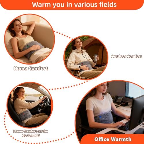 3-in-1 Heating Waist Belt: Heating Pad to Soothe Back & Period Cramps + Portable Hand Warmer, USB Powered, 3-Temp Adjustable Heat Wrap for Men and Women, Gray