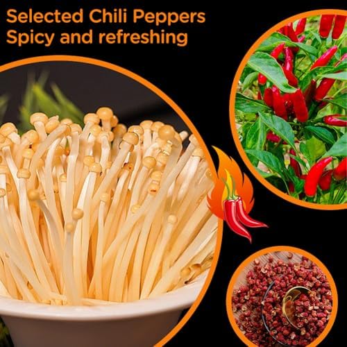 DAMAICHUHAI Spicy Enoki Mushroom Snack, 30g Per Pack, 6 Packs - Chinese Mushroom Crisps, Enoki Mushroom Snack, Hot & Savory, Ready to Eat, Vegan, Gluten-Free