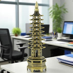Nine-Tier Wenchang Pagoda Feng Shui Statue – Chinese Tower for Academic Success, Business Prosperity & Home Decor (Antique Bronze)