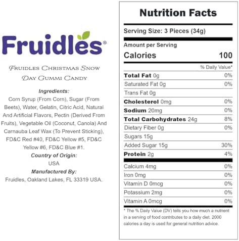 Fruidles Christmas Snow Day Gummi Candy, Delicious Gummies, Fun and Festive Holiday Snacking, Party Favor (1 Pound)
