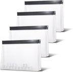 4 pcs Clear Leak Proof Freezer Bag Reusable Ice Storage Bags Ice Cube Storage Bags Freezer Holder Container with Secure Zip Seal Close Design for Travel Food Whiskey Bourbon Cocktails