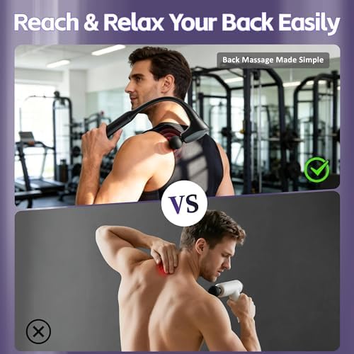 2-in-1 Detachable Muscle Massage Gun Deep Tissue with 20'' Extension Handle, Back and Neck Massager for Pain Relief, Handheld Massager for Shoulder Lower Back Leg Waist, FSA-HSA Eligible