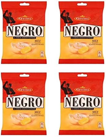 (Pack of 4) Authentic Hungarian Negro Honey Hard Candy Throat Sweeper 4x79g / 4x2.79oz
