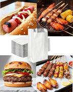 100 Pack Foil Sandwich Wrap, 8.26"x4.7" Insulated Hot Dog Bag, Grease Resistance Paper Foil Hamburgers Bags for Breakfast Lunch, Fast Food, Food Truck, Serving, BBQ
