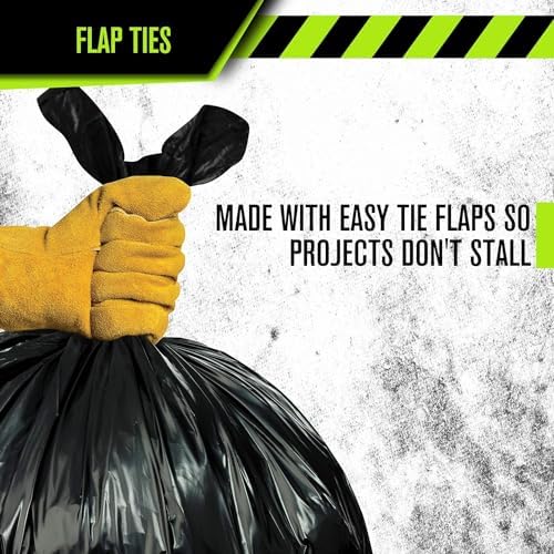 Aluf Plastics RCT-60XX Star Sealed Coreless Rolls with E-Z Tie Flap Closure, 60 gal, Polyethylene, 38" x 58", Black (Pack of 100)