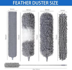 Dusters for Cleaning - 9Pcs Feather Duster Extendable Pole Up to 100'', Microfibre Feather Duster Bendable Washable Long Duster for Cleaning Ceiling Chandelier High Ceiling Furniture