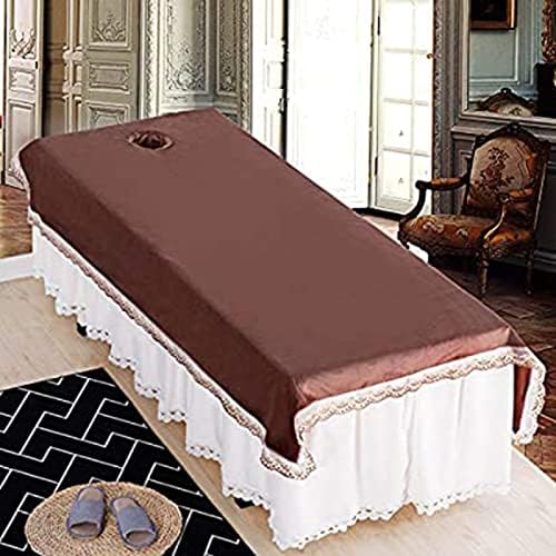 Beauty Bed Cover with Face Hole Anti-Slip Massage Table Pads Pure Color Spa Treatment Massage Sheet Set Fitted Massage