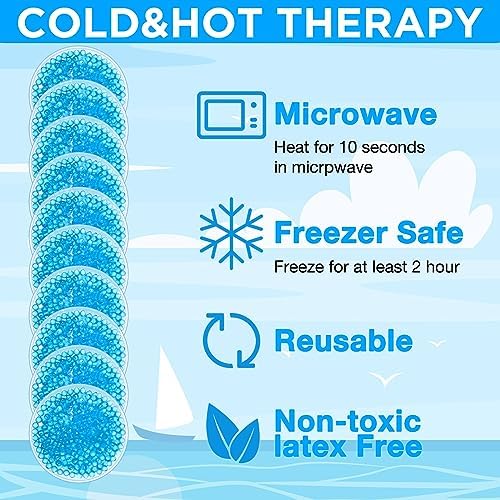 TrelaCo 60 Pcs Small Round Gel Ice Packs Reusable Cold Boo Boo Ice Packs, Cold Hot Compress for Pain Relief, Injuries, Wisdom Teeth, Breastfeeding, Tired Eyes, Face, Neck, Headaches