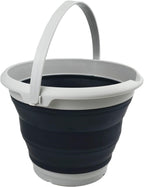 SAMMART Collapsible Plastic Bucket - Foldable Tub - Portable Fishing Water Pail - Space Saving Outdoor Waterpot (Grey/Slate Grey, 8.5L Round)
