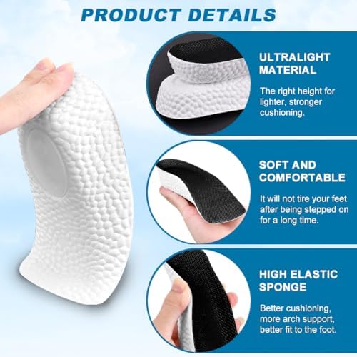 2 Pairs Shoe Lift Height Increase Insoles for Men and Women, Shoe Insert Height Boosters Arch Support Orthotic High Cushions (2.5cm)