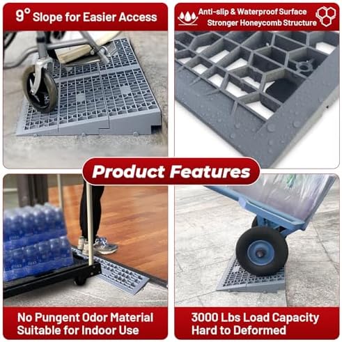 ROBLOCK 2 Inch Rise Detachable Ramps for Wheelchairs for Home Steps Entry, Portable Modular Threshold Wheelchair Ramps for Doorways, Load Capacity 3000 LBS, 2 PCS