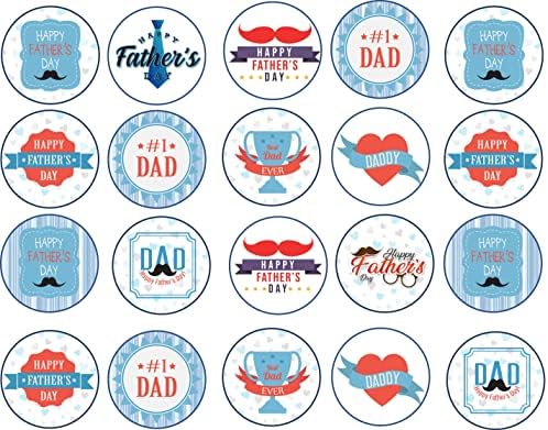Edible image for Happy Father's Day compatible with Oreo cookies, cupcake, chocolate covered topper, Dad cake image /Super Dad theme/Edible Party supplies decoration /1 sugar sheet PRECUT. 15 circles 2" each