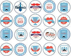 Edible image for Happy Father's Day compatible with Oreo cookies, cupcake, chocolate covered topper, Dad cake image /Super Dad theme/Edible Party supplies decoration /1 sugar sheet PRECUT. 15 circles 2" each