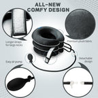 Cervical Neck Traction Device for Neck Pain Relief - Inflatable Neck Stretcher Collar for Decompression - Best Home Use Neck Brace Pump (Black Plush)