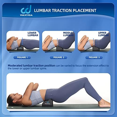 WANYIDA Lumbar Orthotic Traction Roll Device, Lower Back Stretcher for Pain relief, Back Traction for Lumbar Decompression, 3 Height Adjustable Lumbar Stretcher, Chiropractic