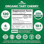 Zazzee USDA Organic Tart Cherry 10:1 Extract, 120 Vegan Capsules, 4 Month Supply, Montmorency Cherry, Daily Wellness Antioxidant Support, Organic Herbal Supplement, All-Natural, Non-GMO, Made in USA