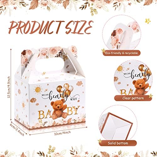 Spakon 36 Pieces Bear Baby Shower Boxes Favor Treat Boxes Cute Paper Candy Cookies Decorations for Baby Shower Supplies Gender Reveal Bear Themed Birthday Party Decor(Brown)