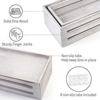 LotFancy Bathroom Decor Box, 2 Pack Wooden Toilet Paper Holder, White Toilet Storage Basket for Back of Toilet, Farmhouse Toilet Tank Topper