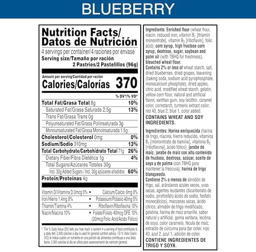 Pop-Tarts Toaster Pastries, Breakfast Foods, Kids Snacks, Frosted Blueberry (8 Pop-Tarts)