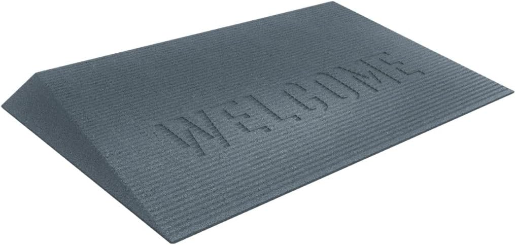 EZ-ACCESS - Transitions Angled Welcome Entry Mat, Non Slip Rubber Threshold Ramp for Doorways, Indoor & Outdoor Door Ramp for Wheelchair Access, Safer Home Floor Mats - Made in USA (Gray, 2.50-in)
