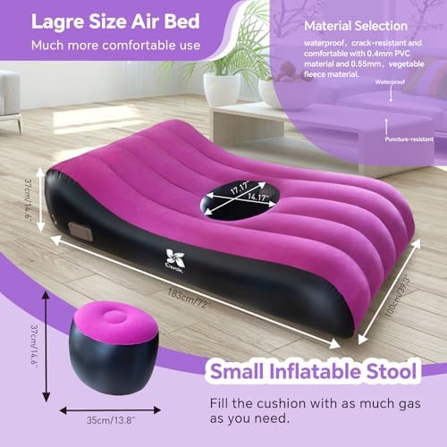 BBL Bed After Surgery for Sleeping with Hole - Brazilian Butt Lift Post-Operation Inflatable Mattress, Thick Flocking and Built-in Electric Pump, Waterproof Medical Sleep Material with Carrying Bag