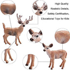 16PCS Deer Figurines Model Trees Kit, Plastic Woodland Animals Toys, Miniature Wild Forest Animal Figures for Christmas Decoration Cake Toppers Party Favors