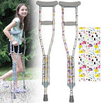 SCS Direct My Crutches - Youth Junior for Kids with Adjustable Handgrip and Length! Children 3'9" to 4'5" Made of Lightweight, Durable Aluminum with Underarm Padding Doodle Pattern