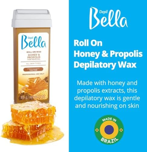 Depil Bella Roll On Wax Honey and Propolis Depilatory | Body Waxing, Hair Removal Wax-Cartridge | For Men and Women | Home Self Waxing | Sensitive Skin | Painless (6 PACK+COMBO)