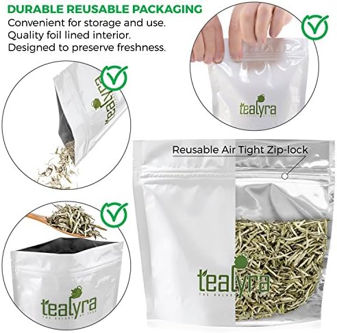 Tealyra - Premium White Silver Needle Tea - Bai Hao Yinzhen - Organically Grown in Fujian China - Superior Chinese Silver Tip White Tea - Loose Leaf Tea - Caffeine Level Low - 110g (4-ounce)