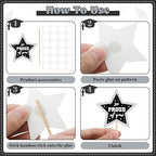 48 PCS Grad Cupcake Toppers, Congrats Graduation Cake Topper, Class of 2026 Black and Silver Graduation Decor, Glittery Cap and Diploma Cake Picks for Grad Party Decorations Supplies