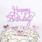 Purple Happy Birthday Cake Toppers letters"happy birthday "and love star,Party